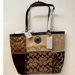 Coach Original Gold and Brown Multicolor Tote Bag